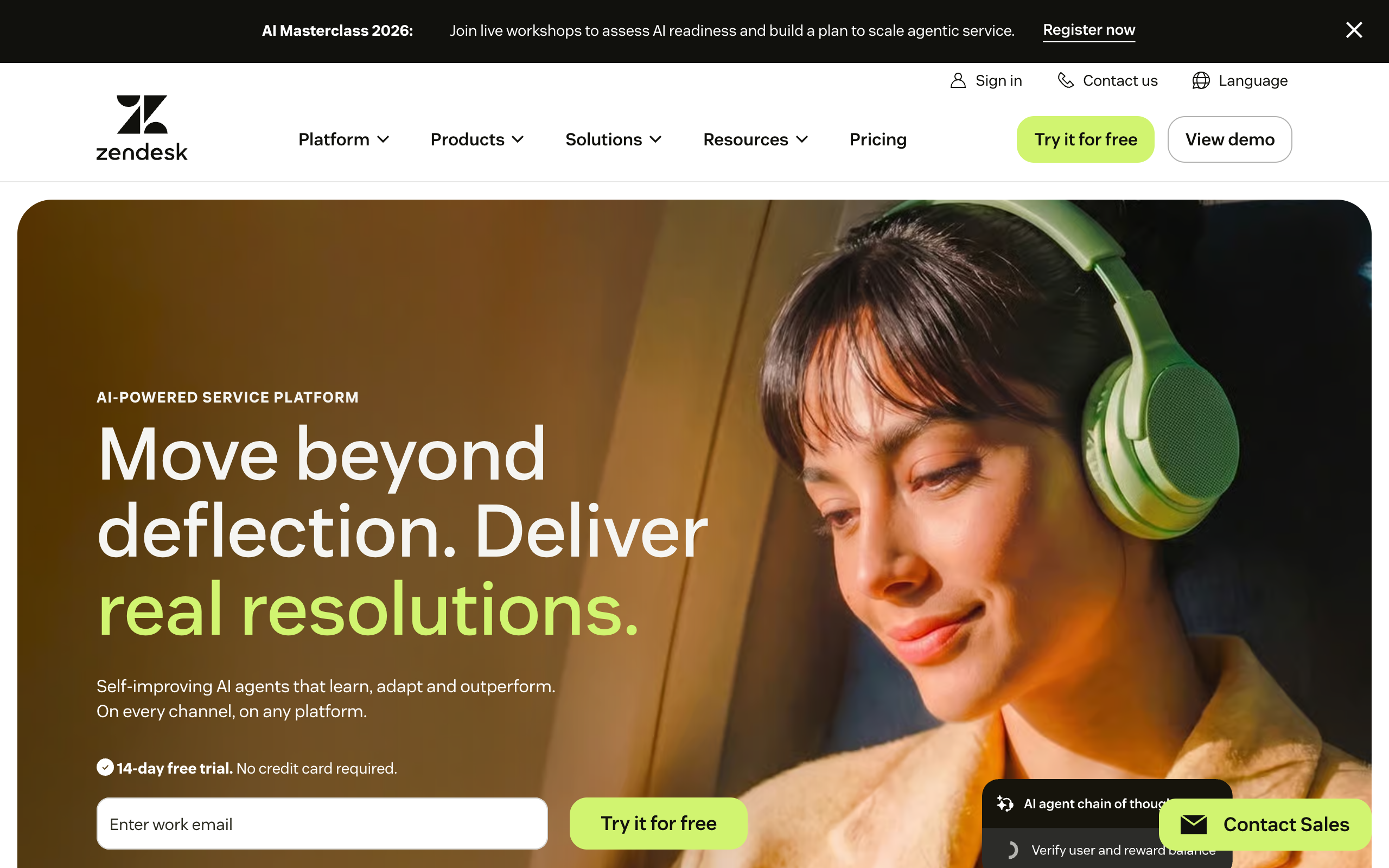 Zendesk homepage